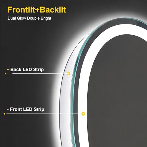 Oval LED Bathroom Mirror with Lights, 24 x 36 Inch Lighted Vanity Mirror