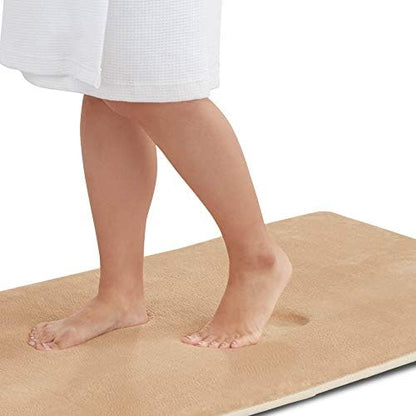 Memory Foam Bath Mat Non Slip Absorbent Super Cozy Velvet Bathroom Rug Carpet (60 inches X 24 inches, Beige)