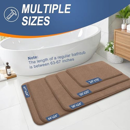 OLANLY Memory Foam Bathroom Runner Rugs 44x24, Absorbent Long Mat, Mocha