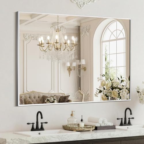 FICTOR Bathroom Vanity Mirror for Over Sink, 30" x 40", Silver