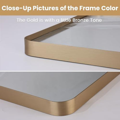 LOAAO 36"X36" Gold Bathroom Mirror