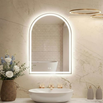DUMOS 24"x36" LED Bathroom Mirror with Lights, Arched Vanity Mirror