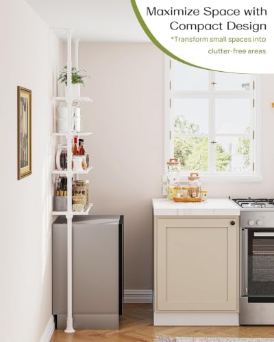 ALLZONE Tension Mount Over The Toilet Storage Shelf, No-Drill, Slim Design