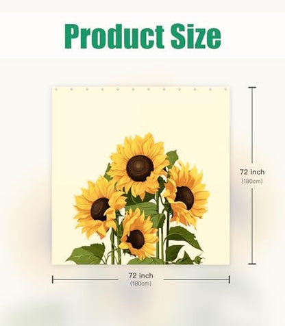 Bathroom Shower Curtain Cute Cortinas para Baño 72 x 72, Sunflower