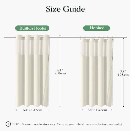 Dynamene Cream Hook Free Waffle Shower Curtain & Snap-in Fabric Liner,54x81