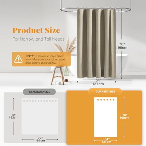 BTTN Stall Linen Textured Waterproof Cloth Shower Curtain, 54x78, Khaki/Tan