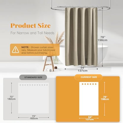 BTTN Stall Linen Textured Waterproof Cloth Shower Curtain, 54x78, Khaki/Tan
