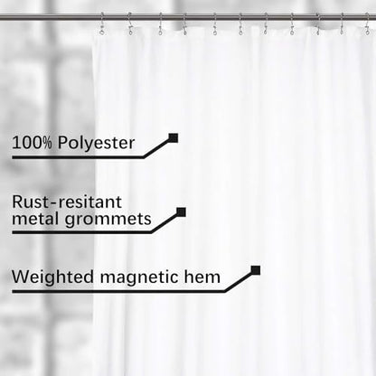 N&Y HOME Large Fabric Shower Curtain Liner 84 x 78 inches, White