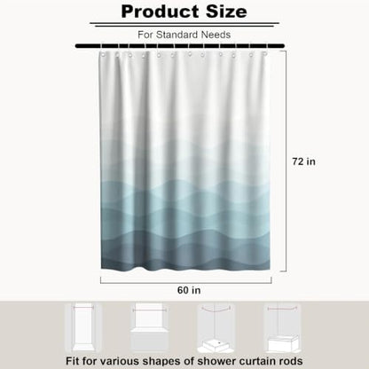 Modern Ocean Shower Curtain Abstract Aesthetic Striped Funky Minimalist