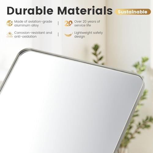 26" x 34" Brushed Nickel Bathroom Mirrors for Over Sink,AluminumFrame