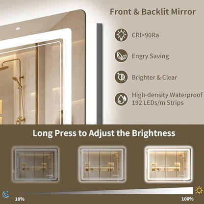 22"x30" LED Bathroom Mirror with Lights, Backlit + Front Lit, Anti-Fog, Lighted Bathroom Mirror for Wall, HD Shatterproof Tempered Glass, Dimmable, Memory Function (Horizontal/Vertical)