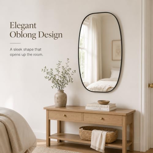 USHOWER Black Oval Bathroom Mirrors 30x48 Inch