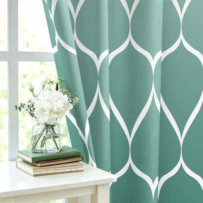Gelbchu Geometric Shower Curtain for Bathroom, Ombre Teal, 72x72 Inch