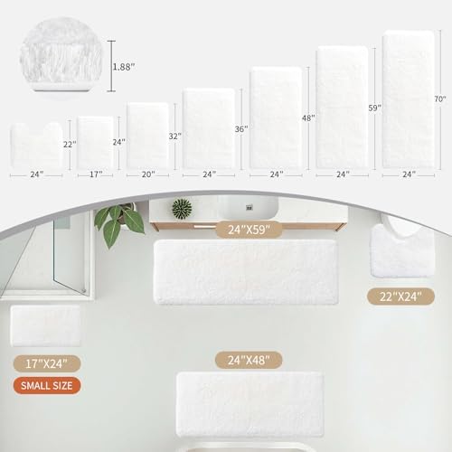 Disolla White Bathroom Rug 24x36 - Non-Slip Plush Thick Bath Mat, Highly Absorbent & Ultra Soft Fluffy Floor Mat, Machine Washable for Shower and Tub