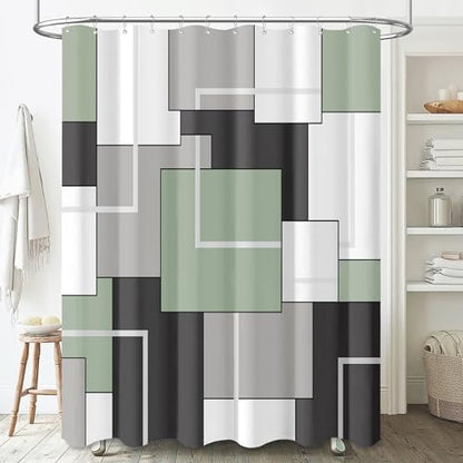 BTTN 72 x 84 Tall Geometric Waterproof Fabric Shower Curtain, Sage Green