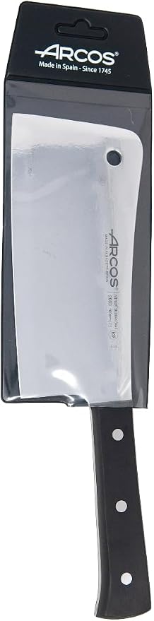 Arcos Cleaver Knife 7 Inch Nitrum Stainless Steel and 180 mm blade. Professional Knife for Boning. 545 gr. Ergonomic Polyoxymethylene POM Handle. Series Universal. Color Black