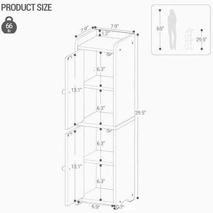 Hzuaneri Bathroom Storage Cabinet, Small Corner Floor Cabinet with 2 Doors