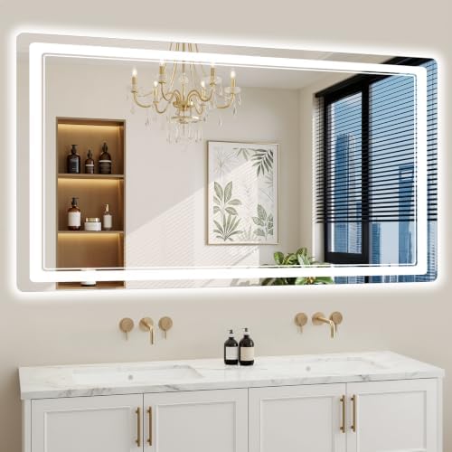 30"x71" LED Bathroom Mirror with Lights, Backlit + Front Lit, Anti-Fog, Lighted Bathroom Mirror for Wall, HD Shatterproof Tempered Glass, Dimmable, Memory Function (Horizontal/Vertical)