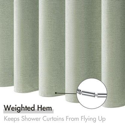 MIULEE 72 x 96 Extra Long Linen Shower Curtain Sage Green 12 Metal Hooks