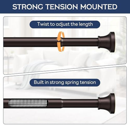 Adjustable Shower Curtain Rod 31-104 Inch, Never Rust Stainless Steel Brown Tension Rod, 1" Heavy Duty No-Drill for Bathroom, Kitchen & Closet