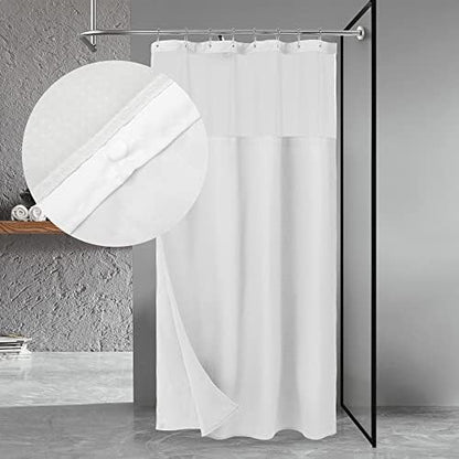 N&Y HOME 48 x 72 Waffle Weave Shower Curtain with Snap-in Liner Set White