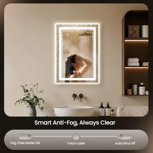 20"x28" LED Bathroom Mirror with Anti-Fog, Backlit & Front Lights, Memory