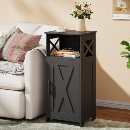 Homhedy Farmhouse Bathroom Storage Cabinet with Doors, Small Floor Cabinet