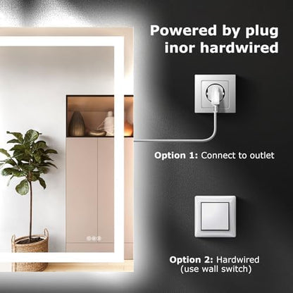 Hivone 48"X40" LED Bathroom Mirror with Lights, UL Listed