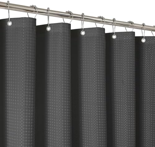 2-in-1 Waterproof Fabric Shower Curtain - No Separate Liner Needed, Hotel-Style Waffle Weave, Effortless Cleaning & Washable Bathroom Shower Curtain Set,72Wx84H,Chocolate Grey