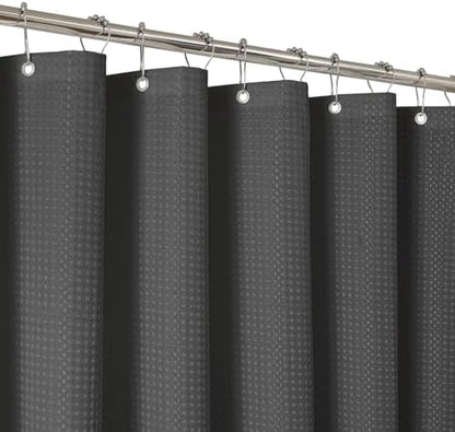 2-in-1 Waterproof Fabric Shower Curtain - No Separate Liner Needed, Hotel-Style Waffle Weave, Effortless Cleaning & Washable Bathroom Shower Curtain Set,72Wx84H,Chocolate Grey