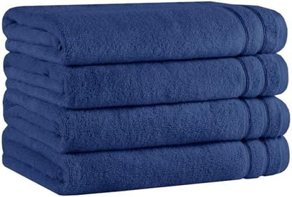 Comfort Spaces 4 Pc Bath Sheet Set 30x60, 100% Cotton 400GSM, Navy Blue