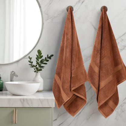 SUPERIOR Egyptian Cotton Plush & Absorbent, Bath Towel Set of 2, Rust