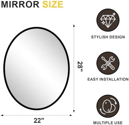 Black Oval Bathroom Mirror for Wall, 22"x28" Bathroom Vanity Mirror