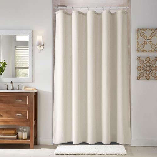 Naturoom Linen Shower Curtain 60x72 Inch for Bathroom Apricot 1 Panel