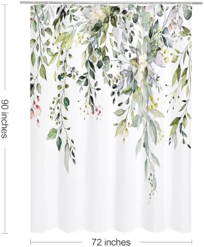 Gibelle Sage Green Eucalyptus Shower Curtain, Floral Print, 72x90