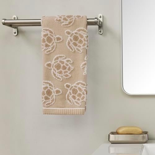 SKL Home Turtle Sculpted Hand Towel Set-2pc, 100% Cotton Jacquard, Taupe
