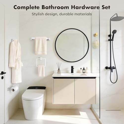 5-Pieces Brushed Nickel Bathroom Accessories Set, 16 Inch Towel Bar Set