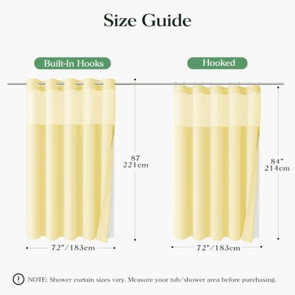 Dynamene Yellow Hook Free Waffle Shower Curtain & Snap Fabric Liner,72x87