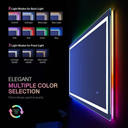 LOAAO 48"X30" RGB LED Bathroom Mirror with Lights, UL Listed