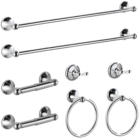 BGL Bathroom Hardware Set Chrome Adjustable Expandable Bath Towel Bars Bathroom Accessory Set Towel Racks 8-Pieces Wall Mount