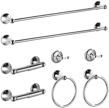 BGL Bathroom Hardware Set Chrome Adjustable Expandable Bath Towel Bars Bathroom Accessory Set Towel Racks 8-Pieces Wall Mount