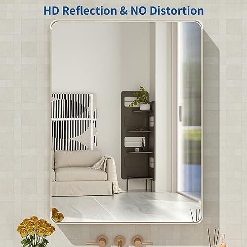 WEER Brushed Nickel Bathroom Vanity Mirror 28X36 Inch