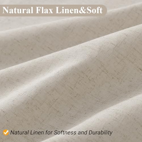 Naturoom Linen Shower Curtain 72 Inch Long for Bathroom Light Tan 1 Panel