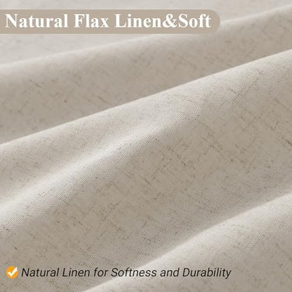 Naturoom Linen Shower Curtain 72 Inch Long for Bathroom Light Tan 1 Panel