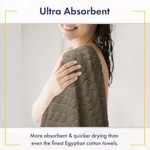 Alusa Home Ultra Soft & Stylish 700 GSM Luxury Bath Towels - 100% Zero-Twist, Long-Staple Cotton - Remarkably Absorbent & Quick Drying - 6 Piece Towel Set (Taupe)