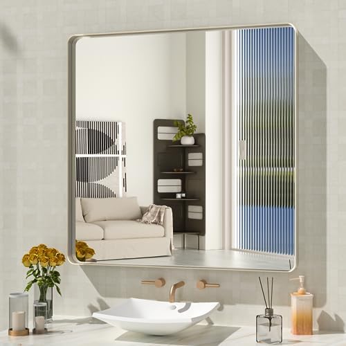 WEER Brushed Nickel Bathroom Vanity Mirror 36X36 Inch