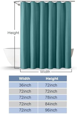 OWENIE Turquoise Shower Curtain for Bathroom 96 Inches Extra Long, Elegant 3D Embossed Textured Fabric Shower Curtains, Water Repellent, Machine Washable, Hotel Style, 72" W x 96" L, Turquoise