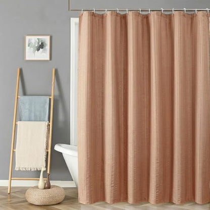 Aiyufeng Moga Coral Shower Curtain 84 Inches Long, 3D Embossed Textured Fabric Shower Curtain for Bathroom - Soft Cloth & Hotel Spa Luxury, Machine Washable, 72X84