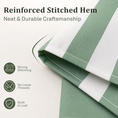 Ohocut Vertical Striped Shower Curtain, Cute Retro Vintage Stripe Bow Bathroom Shower Curtain, Waterproof Polyester Fabric Modern Bath Curtain for Bathroom 72x72 Inches Sage Green