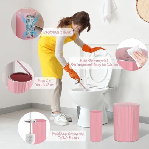 Light Pink Bathroom Accessories Set, 10PC Bathroom Restroom Sets